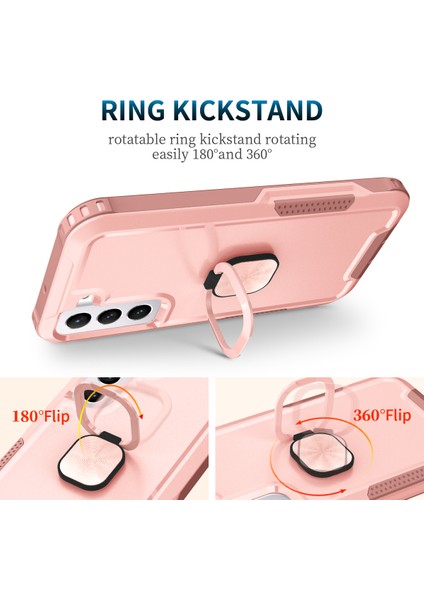 Samsung Galaxy S23 Için Plus Sert Pc+Silikon Telefon Kapağı Dönen Yüzük Tutucu Kickstand Cep Telefon Kılıfı (Yurt Dışından) modelleri