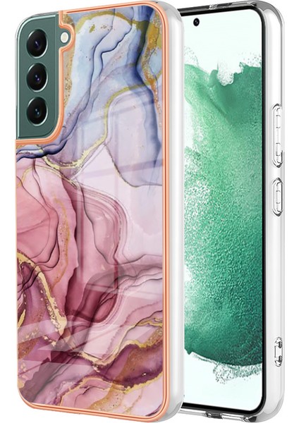 Samsung Galaxy S23 Için Plus Elektrokaplama Çerçevesi Tpu Kapak 2.0mm Imd Mermer Desen Cep Telefonu Kılıfı (Yurt Dışından)