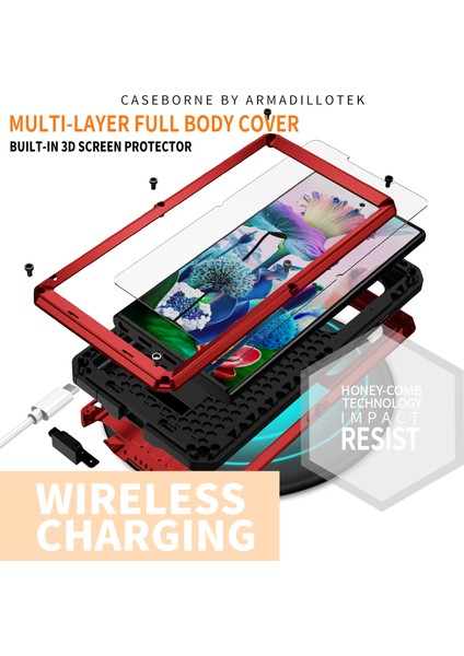 Samsung Galaxy S23 Ultra Slayt Kamera Lid Pc+Silikon+Metal Telefon Önleyici Kılıf Kılıfı Gizli Kickstand Arka Kapak Temsil Edilmiş Cam Ekran Koruyucu (Yurt Dışından) fırsatları