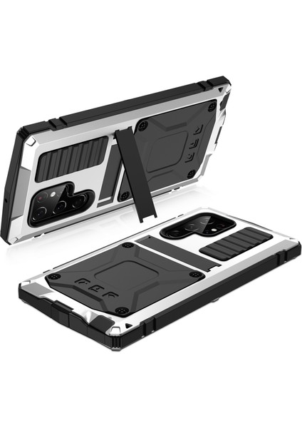 Samsung Galaxy S23 Ultra Pc+Silikon+Metal Su Geçirmez Bırakma Korumalı Kılıf Hafif Cam Ekran Koruyucu ile Gizli Kickstand Back Cover (Yurt Dışından) fırsatları