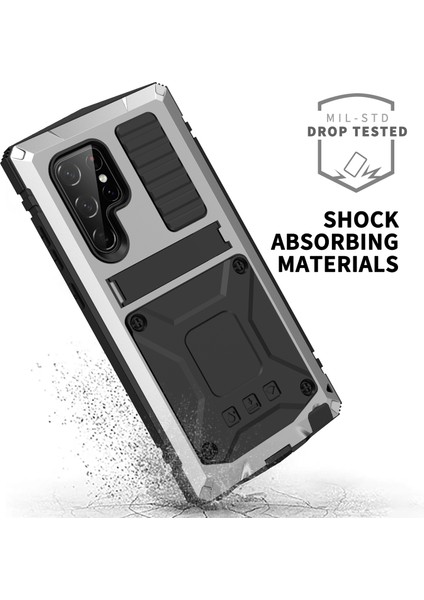 Samsung Galaxy S23 Ultra Pc+Silikon+Metal Su Geçirmez Bırakma Korumalı Kılıf Hafif Cam Ekran Koruyucu ile Gizli Kickstand Back Cover (Yurt Dışından) indirimleri