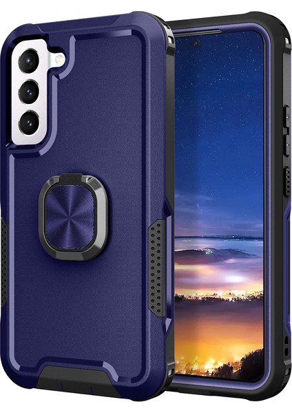 Samsung Galaxy S23 Için Plus Sert Pc+Silikon Telefon Kapağı Dönen Yüzük Tutucu Kickstand Cep Telefon Kılıfı (Yurt Dışından)