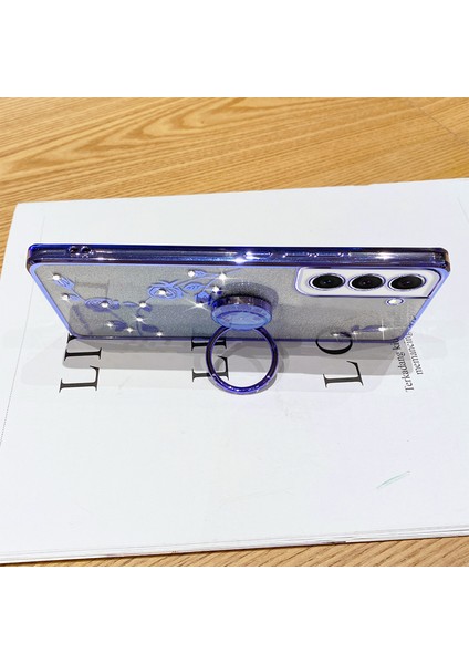 Samsung Galaxy S23 Için Artı Halka Kickstand Çiçek Deseni Rhinestone Dekoru Glitter Yumuşak Tpu Telefon Arka Kapak (Yurt Dışından) modelleri