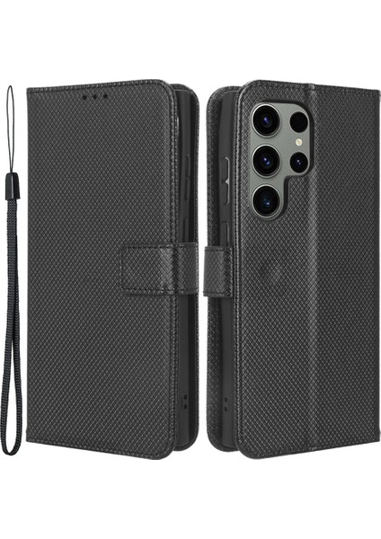 Samsung Galaxy S23 Için Ultra Çok Amaçlı Cüzdan Telefon Stand Pu Deri+Tpu Telefon Kılıfı Elmas Doku Telefon Kapağı (Yurt Dışından)