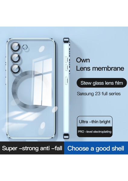 Samsung Galaxy S23 Manyetik Net Kılıf Için Cam Lens Filmi ile Akrilik+Tpu Telefon Kapağı (Yurt Dışından)