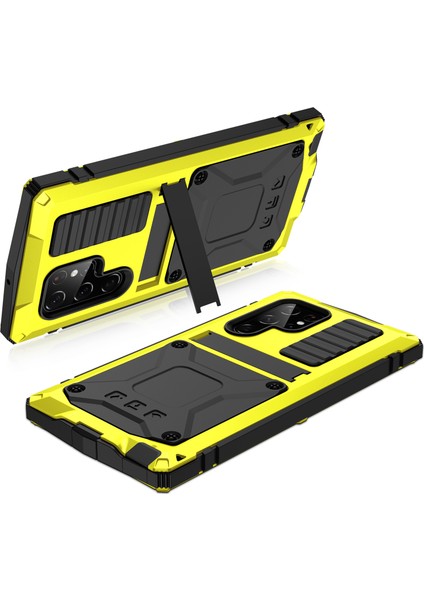 Samsung Galaxy S23 Ultra Pc+Silikon+Metal Su Geçirmez Bırakma Korumalı Kılıf Hafif Cam Ekran Koruyucu ile Gizli Kickstand Back Cover (Yurt Dışından) fırsatları