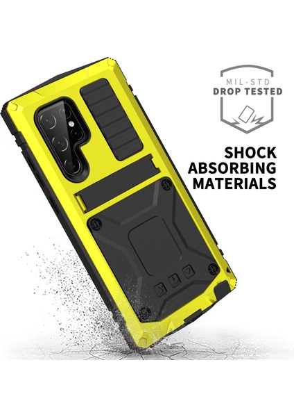Samsung Galaxy S23 Ultra Pc+Silikon+Metal Su Geçirmez Bırakma Korumalı Kılıf Hafif Cam Ekran Koruyucu ile Gizli Kickstand Back Cover (Yurt Dışından) indirimleri