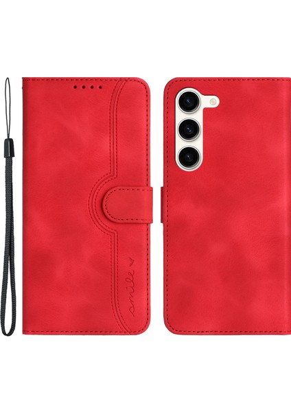 Samsung Galaxy S23 Cep Telefonu Kılıf Anti-Çizgi Pu Deri Cüzdan Stand Baskılı Gülümseme Desen Kapağı (Yurt Dışından)