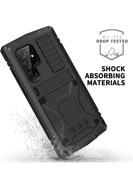 Samsung Galaxy S23 Ultra Pc+Silikon+Metal Su Geçirmez Bırakma Korumalı Kılıf Hafif Cam Ekran Koruyucu ile Gizli Kickstand Back Cover (Yurt Dışından) indirimleri