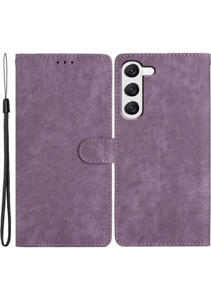 Samsung Galaxy S23 Için Düz Renkli Deri Cüzdan Koruyucu Kapak Cilt Touch Stand Telefon Kılıfı (Yurt Dışından)