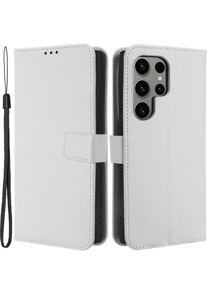 Samsung Galaxy S23 Için Ultra Çok Amaçlı Cüzdan Telefon Stand Pu Deri+Tpu Telefon Kılıfı Elmas Doku Telefon Kapağı (Yurt Dışından)