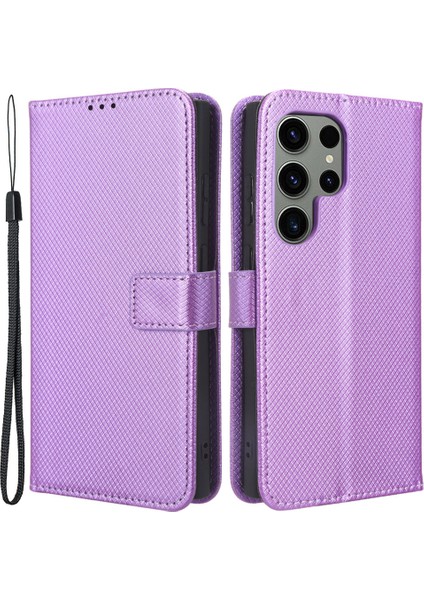 Samsung Galaxy S23 Için Ultra Çok Amaçlı Cüzdan Telefon Stand Pu Deri+Tpu Telefon Kılıfı Elmas Doku Telefon Kapağı (Yurt Dışından)