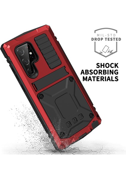 Samsung Galaxy S23 Ultra Pc+Silikon+Metal Su Geçirmez Bırakma Korumalı Kılıf Hafif Cam Ekran Koruyucu ile Gizli Kickstand Back Cover (Yurt Dışından) indirimleri