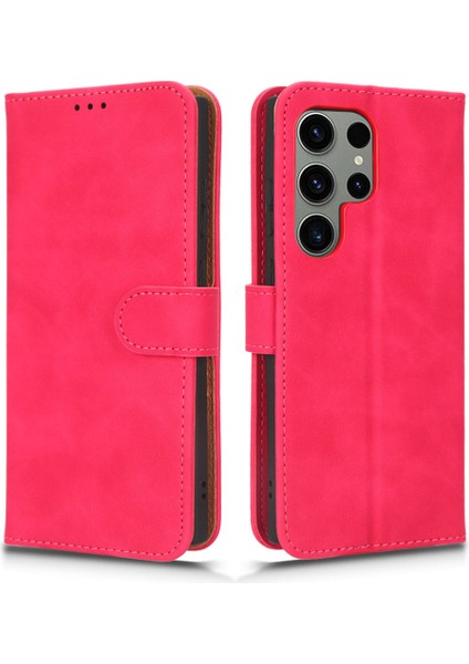 Samsung Galaxy S23 Ultra Cep Telefon Kapağı Kabuğu Cilt Dokunuş Hisset Pu Deri Cüzdan Telefon Stand Kılıfı (Yurt Dışından)