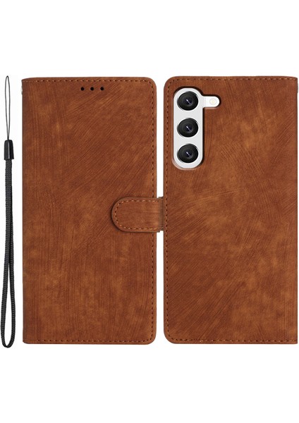 Samsung Galaxy S23 Için Düz Renkli Deri Cüzdan Koruyucu Kapak Cilt Touch Stand Telefon Kılıfı (Yurt Dışından)