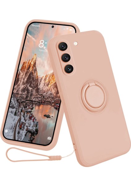 Samsung Galaxy S23 Için Plus Koruyucu Telefon Kılıfı Yüzük Kickstand Sıvı Silikon Telefon Kapağı Lanyard ile (Yurt Dışından)