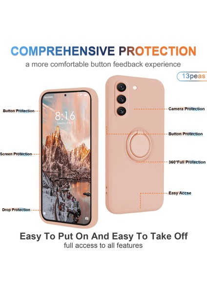 Samsung Galaxy S23 Için Plus Koruyucu Telefon Kılıfı Yüzük Kickstand Sıvı Silikon Telefon Kapağı Lanyard ile (Yurt Dışından) fırsatları