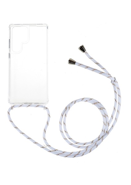 Samsung Galaxy S23 Için Ultra Tpu+Akrilik Telefon Damla Geçirmez Kapak Long Lanyard ile Net Çizgiye Karşı Çizgi Kılıfı (Yurt Dışından)
