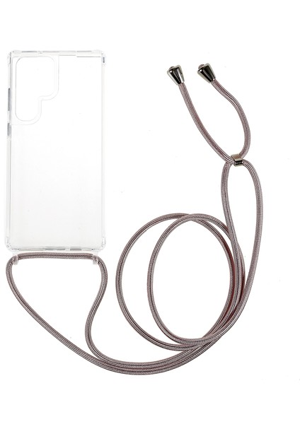 Samsung Galaxy S23 Için Ultra Tpu+Akrilik Telefon Damla Geçirmez Kapak Long Lanyard ile Net Çizgiye Karşı Çizgi Kılıfı (Yurt Dışından)