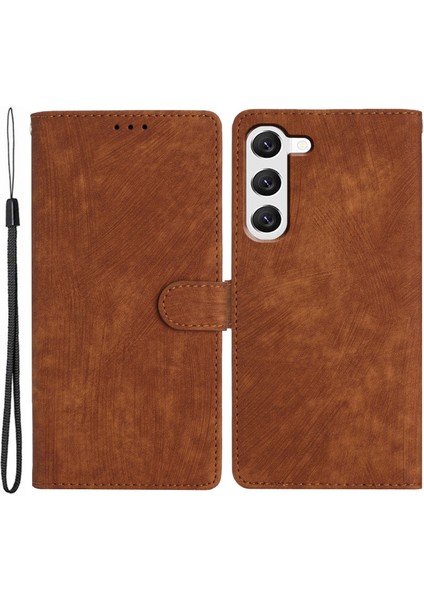 Samsung Galaxy S23 Için Artı Deri Cüzdan Kabuk Düz Renkli Cilt Dokunuşu Katlama Standı Telefon Çantası (Yurt Dışından)