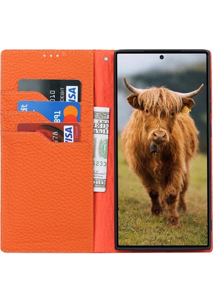 Samsung Galaxy S23 Için Ultra Anti-Dut Litchi Doku Orijinal Deri Kılıf Flip Cüzdan Stand Telefon Koruyucu Kapak El Kayışı (Yurt Dışından) fiyatları