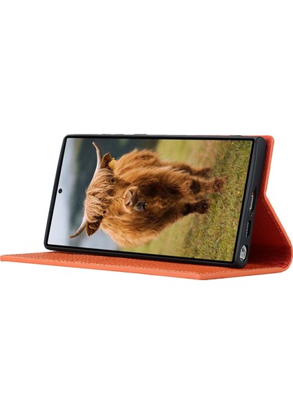Samsung Galaxy S23 Için Ultra Anti-Dut Litchi Doku Orijinal Deri Kılıf Flip Cüzdan Stand Telefon Koruyucu Kapak El Kayışı (Yurt Dışından) modelleri