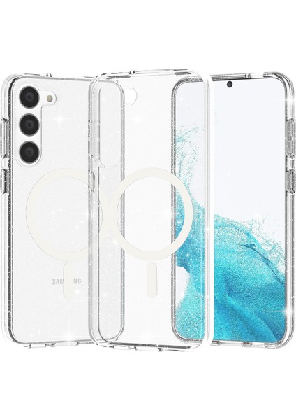 Samsung Galaxy S23 Için Manyetik Kasa, Sert Pc Yumuşak Tpu Glitter Telefon Kapağı (Yurt Dışından)