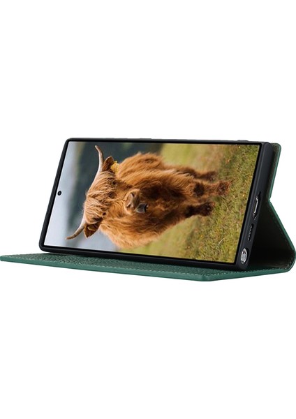 Samsung Galaxy S23 Için Ultra Anti-Dut Litchi Doku Orijinal Deri Kılıf Flip Cüzdan Stand Telefon Koruyucu Kapak El Kayışı (Yurt Dışından) modelleri