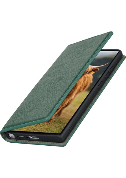 Samsung Galaxy S23 Için Ultra Anti-Dut Litchi Doku Orijinal Deri Kılıf Flip Cüzdan Stand Telefon Koruyucu Kapak El Kayışı (Yurt Dışından) indirimleri