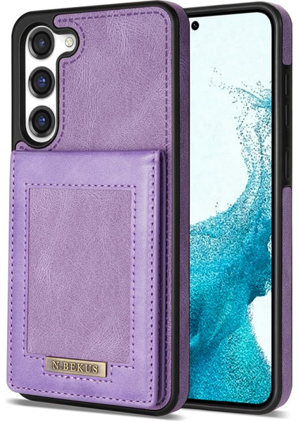Samsung Galaxy S23 Artı Rfıd Engelleme Kartı Tutucu Kickstand Pu Deri Kaplamalı Tpu Kasa Şok Geçirmez Telefon Kapağı (Yurt Dışından)