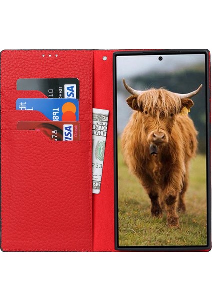 Samsung Galaxy S23 Için Ultra Anti-Dut Litchi Doku Orijinal Deri Kılıf Flip Cüzdan Stand Telefon Koruyucu Kapak El Kayışı (Yurt Dışından) fiyatları