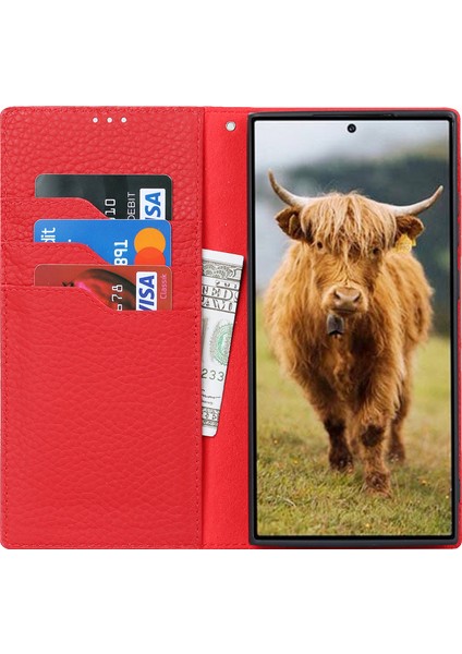 Samsung Galaxy S23 Için Ultra Anti-Dut Litchi Doku Orijinal Deri Kılıf Flip Cüzdan Stand Telefon Koruyucu Kapak El Kayışı (Yurt Dışından) fiyatları