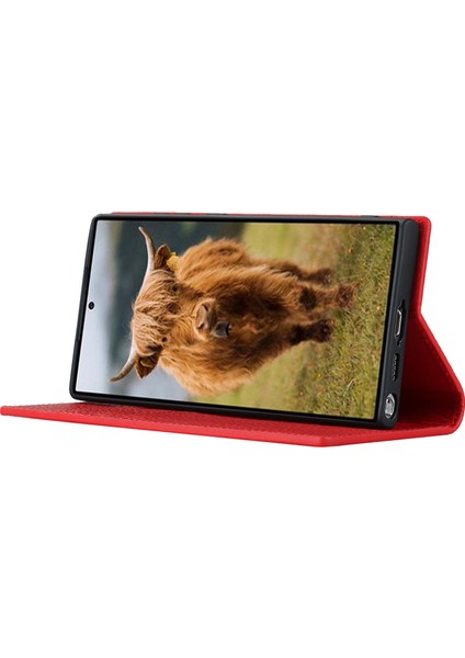 Samsung Galaxy S23 Için Ultra Anti-Dut Litchi Doku Orijinal Deri Kılıf Flip Cüzdan Stand Telefon Koruyucu Kapak El Kayışı (Yurt Dışından) modelleri