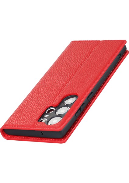 Samsung Galaxy S23 Için Ultra Anti-Dut Litchi Doku Orijinal Deri Kılıf Flip Cüzdan Stand Telefon Koruyucu Kapak El Kayışı (Yurt Dışından) indirimleri