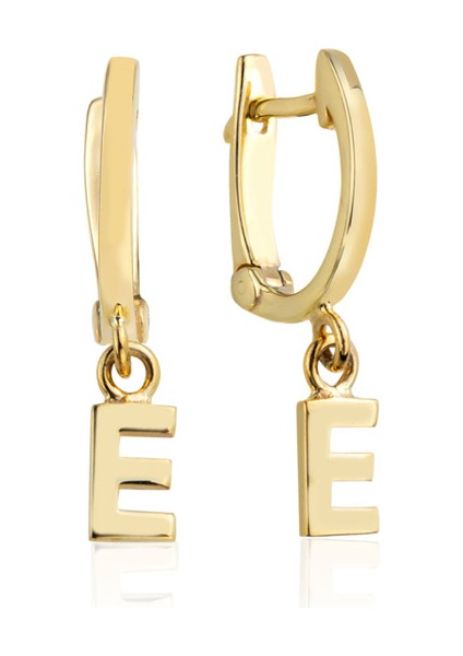 Kişiye Özel Taşsız Harf Halka Küpe Beyaz