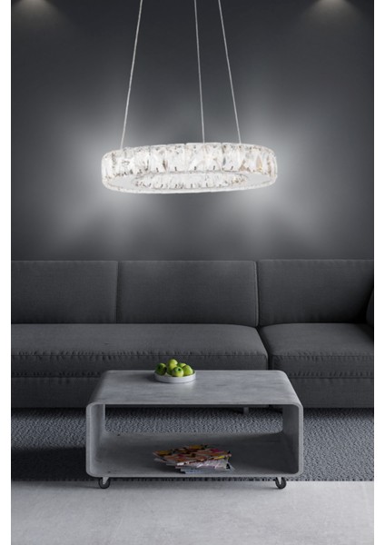 Işıltı Tek Katlı Sarkıt Kristal - Yuvarlak Taşlı Avize - Salon - Yatak Odası - Mutfak - Hol