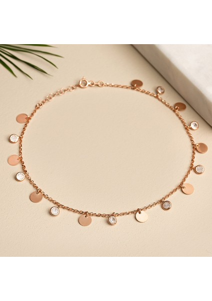 Taş Detaylı Pullu Halhal Rose modelleri