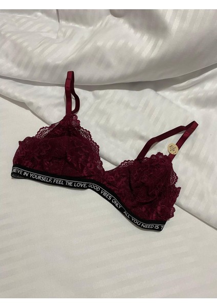 Mj Butik Dantelli Yazılı Bralette Takım