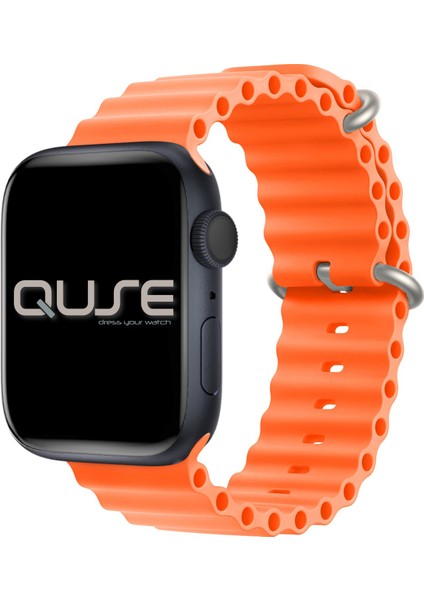 Ocean Loop Silikon Kordon, Apple Watch Series SE/11/10/9/8/7/6/5/4/3 ile Uyumlu, 42mm/41mm/40mm/38mm, Turuncu
