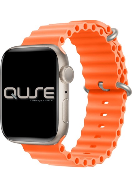 Ocean Loop Silikon Kordon, Apple Watch Series SE/11/10/9/8/7/6/5/4/3 ile Uyumlu, 42mm/41mm/40mm/38mm, Turuncu modelleri