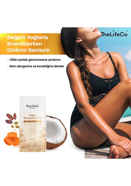 Thelifeco Skinfood Değerli Yağlar Serisi Doğal Bronzlaştırıcı Yağ 10 ml - Şase x 3 Adet