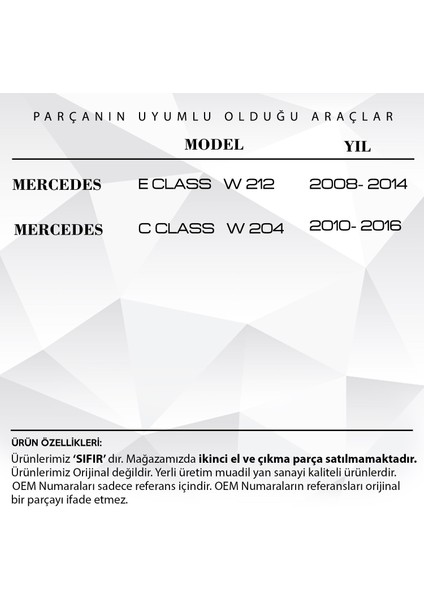 Mercedes E Class W212, C Class W204 Için Orta Konsol Perdesi- Bej