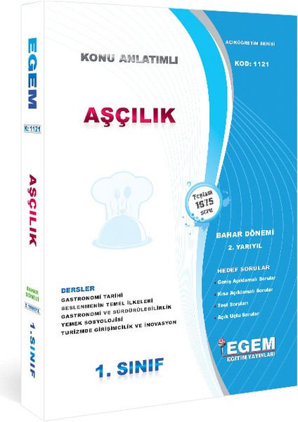 AÖF 1. Sınıf Bahar Dönemi Aşçılık Konu Anlatımlı Soru Bankası