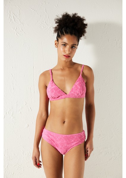 Cindy Havlu Kumaş Pembe Hipster Bikini Altı