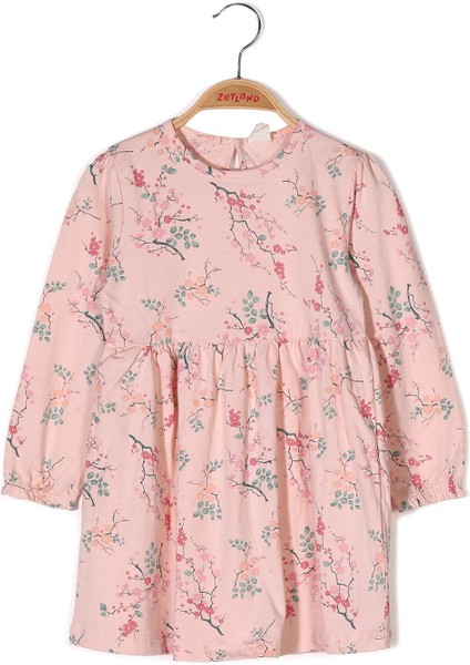 Kız Çocuk Çiçek Desenli Uzun Kollu Elbise modelleri