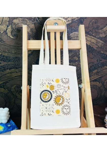 Tarot Ay Ve Güneş Tasarımlı Bez Çanta