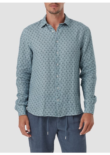 Standart Düğmeli Yaka Mavi Erkek Gömlek Mr Mood Special Edition