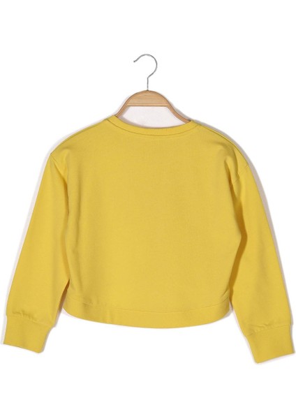 Kız Çocuk Baskılı Crop Sweatshirt