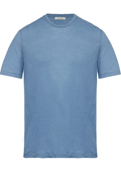 Bisiklet Yaka Mavi Erkek T-Shirt Mr Figui