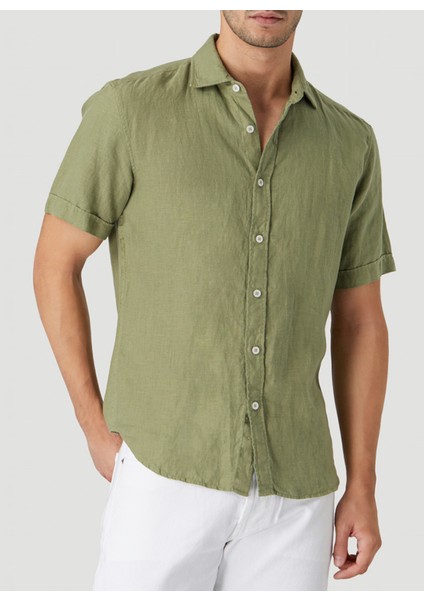 Standart Düğmeli Yaka Haki Erkek Gömlek Mr Short Sleeve fiyatları